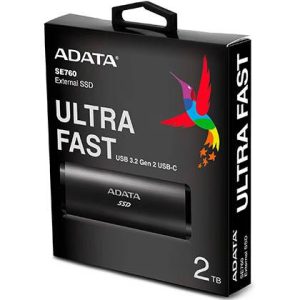ADATA SE760 2TB USB-C External Portable SSD SuperSpeed USB 3.2 Gen 2 Up to 1000 MBs Black