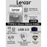Lexar 64GB Type-C OTG Dual Drive Jump Drive D35c USB 3.0 Type C
