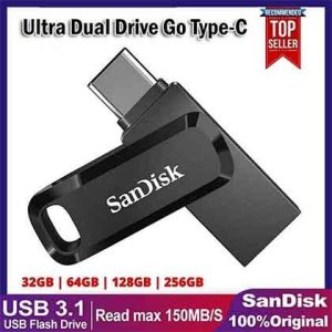 SanDisk OTG 128GB USB Flash Drive Ultra Dual Drive Go Ultra Dual USB3.1 Disk OTG Type-C Pen Drive for Smartphone Laptop