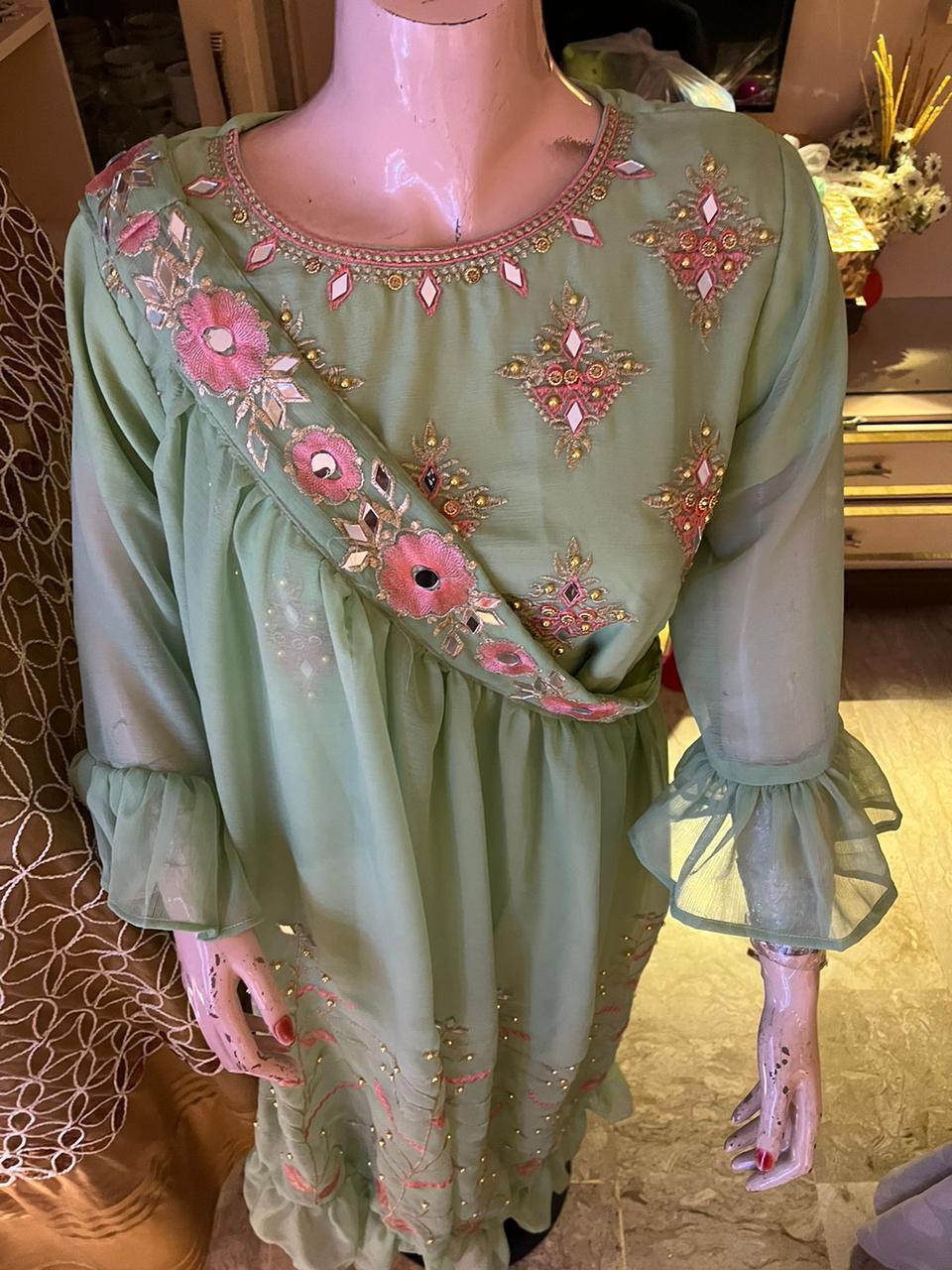 Full embroidery 🪞 mirror work + Touching - Image 9