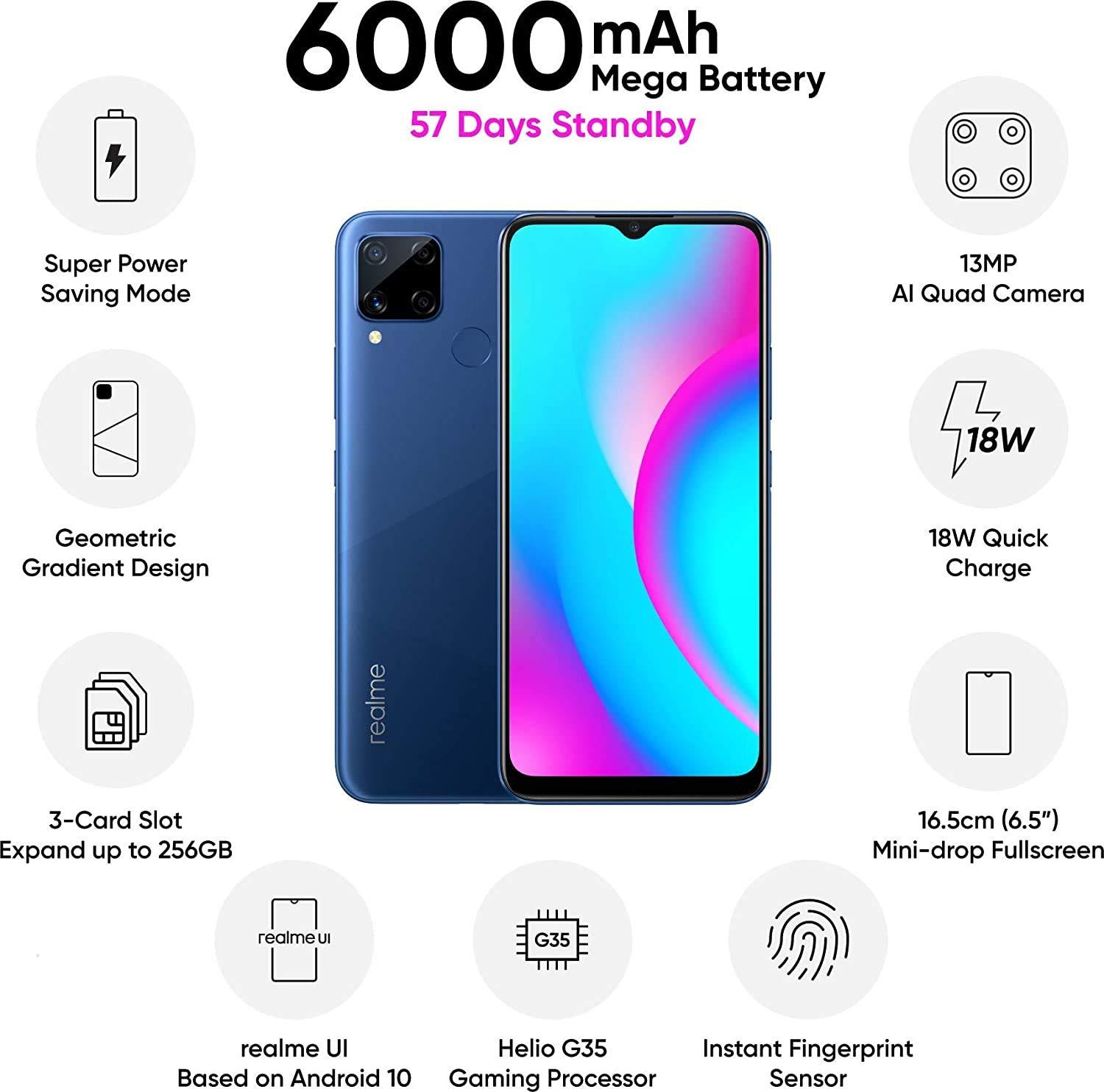 6000 Mah Battery Wala Phone Realme C15 4GB Ram 64GB Rom
