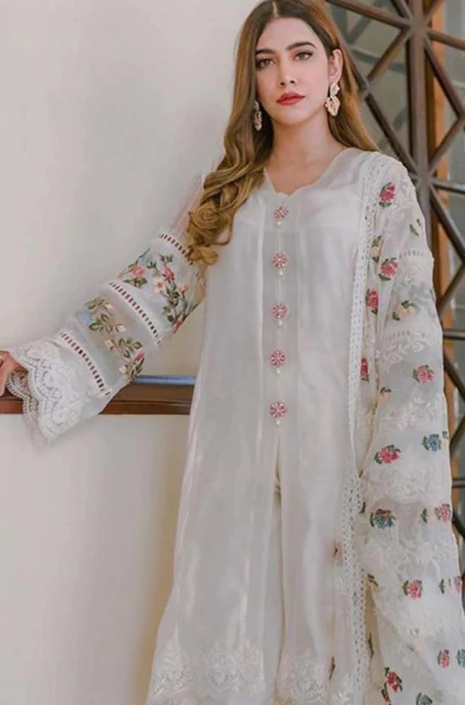 AFROZEH - 3PC Lawn With Heavy Embroidered Shirt And Organza Dupatta -BFHA747 (B) - Image 2
