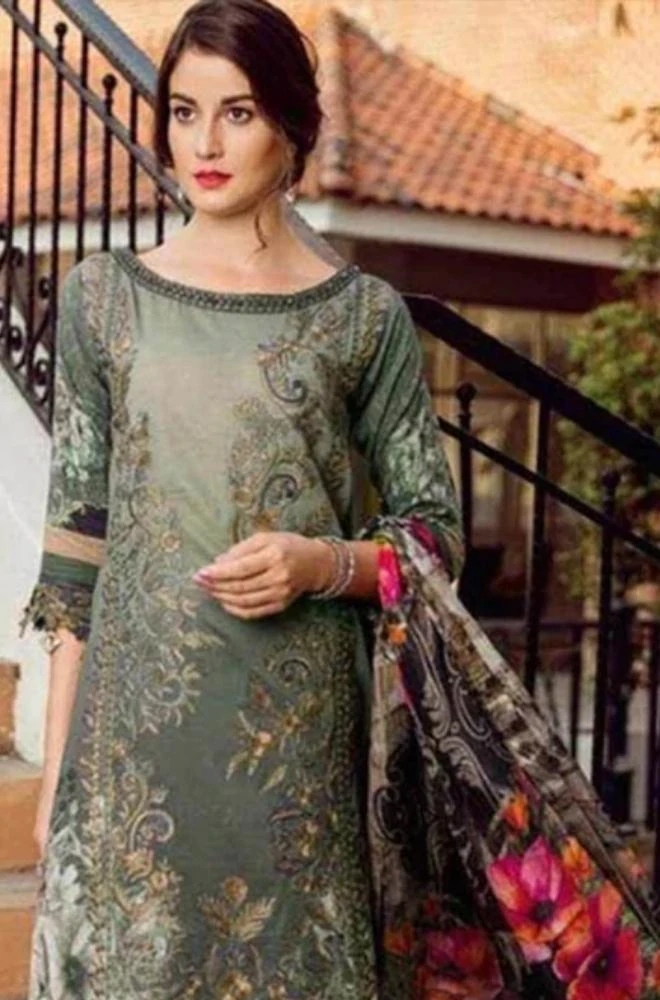 3pc Embroidered Lawn Shirt With Chiffon Dupatta - BFBAO654 (B) - Image 2