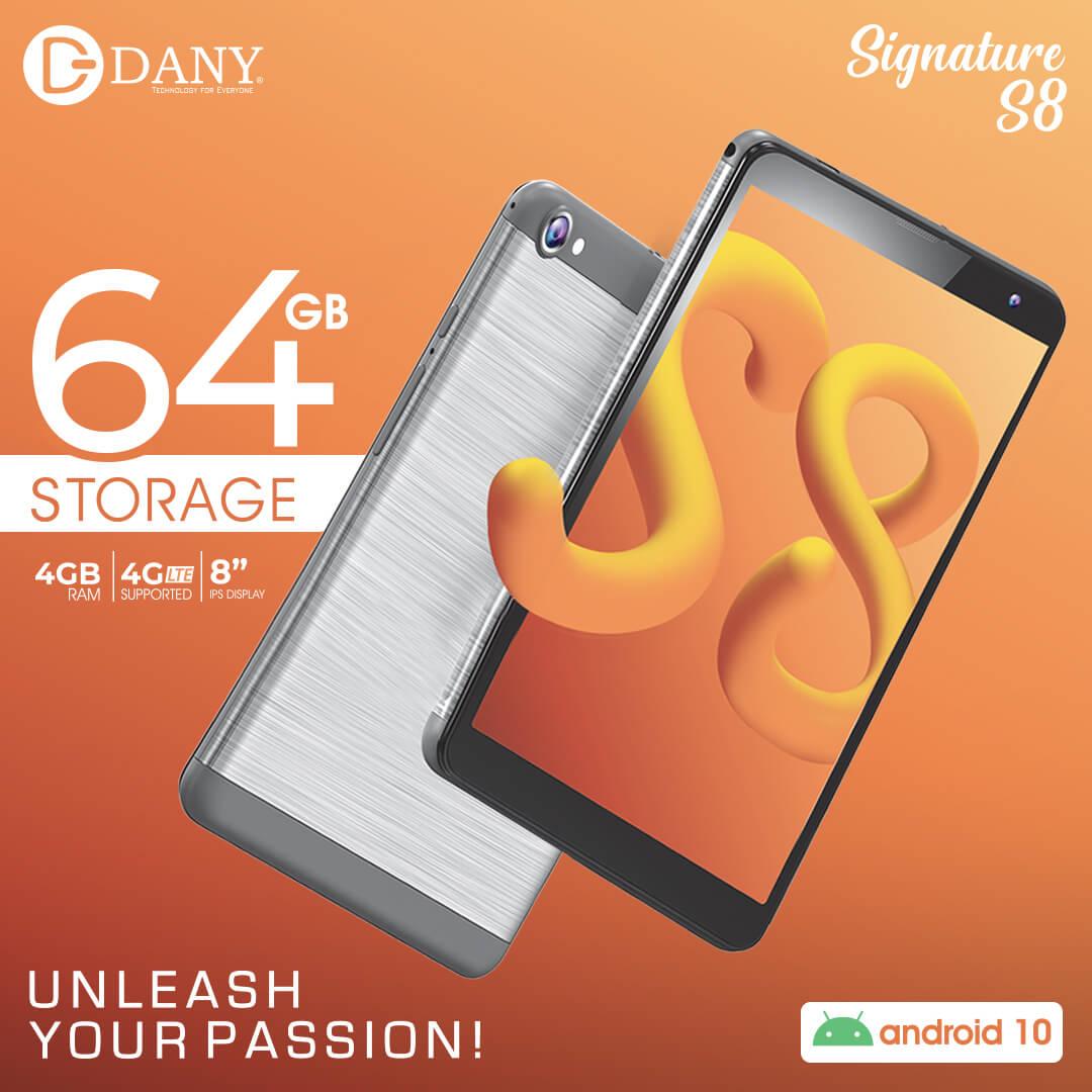 DANY SIGNATURE S8 TABLET 64GB STORAGE + 4GB RAM OCTA-CORE PROCESSOR 8” DISPLAY ANDROID 10 4G LTE SUPPORTED DUAL CAMERA - Image 2