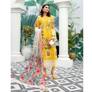 ADAN LIBAAS - 3pc Embroidered Lawn Shirt With Organza Dupatta -BFHA607 (B)