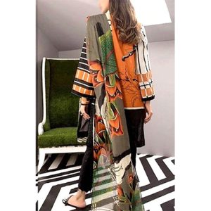3PC Lawn Nechline Embroidered Shirt With Printed Chiffon Dupatta - BFLE750 (B)
