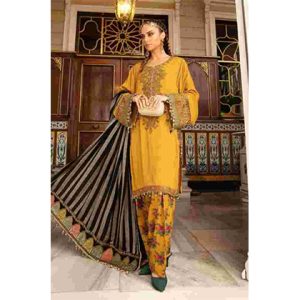 3PC Neck Embroidered Lawn Shirt With Chiffon Dupatta -BFLE718 (B)