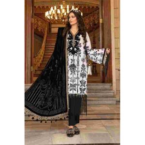3PC Neck Embroidered Lawn Shirt With Chiffon Dupatta -BFLE719 (B)