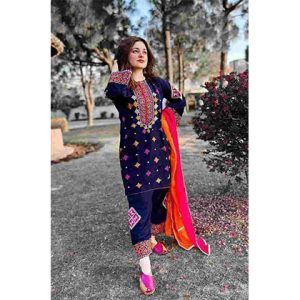 3pc Lawn  Embroidered  Lawn Shirt  Embroidered  Duppata -BFFC759 (B)