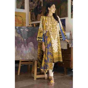 3PC Khaddar Embroidered and Printed Shirt With Printed Wool Shawl - BFLUWA471 (B)
