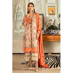 3PC Lawn Fully Embroidered Shirt With Chiffon Embroidered Dupatta - BFLUA472 (B)
