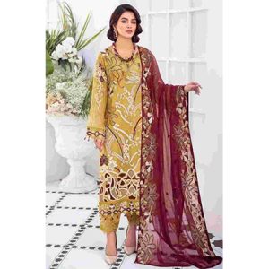3PC Lawn Heavy Embroidered Shirt With Bamber Chiffon Embroidered Dupatta -BFFC839 (B)