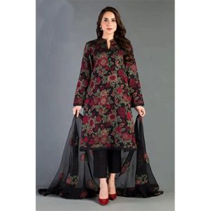 3PC Heavy Embroidered Shirt with Embroidered Bamber Chiffon Dupatta (D)