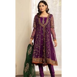 3PC Lawn Embroidered Shirt with Embroidered Bamber Chiffon Dupatta (D)