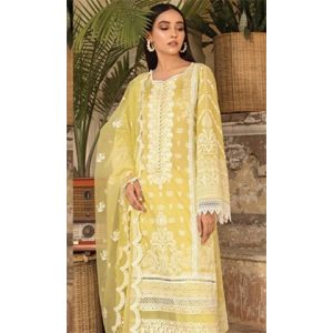 3PC Lawn Embroidered Shirt with Embroidered Bamber Chiffon Dupatta (D)