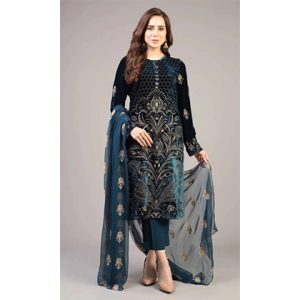 3PC Lawn Embroidered Shirt with Embroidered Bamber Chiffon Dupatta (D)