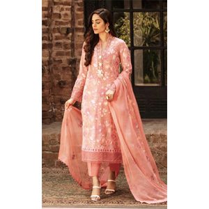 3PC Lawn Embroidered Shirt with Embroidered Bamber Chiffon Dupattaa (D)