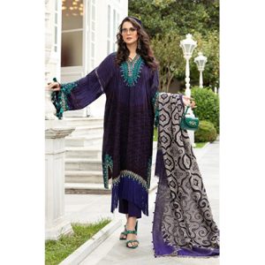 DC-204 - 3PC Lawn Neckline Embroidered Shirt with Printed Chiffon Dupatta (D)