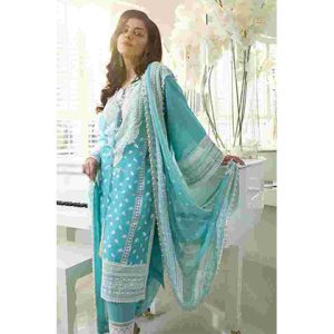 3PC Lawn Embroidered Shirt With Embroidered Bamber Chiffon Dupatta - BFLE822 (B)