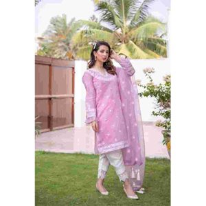 3PC Lawn Embroidered Shirt with Embroidered Bamber Chiffon Dupatta - BFLE821 (B)