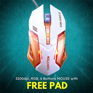 Gaming Mouse RGB side buttons - Optical gaming mouse with 6 buttons, 7 RGB lights for pc pubg dota 2 fortnite free fire
