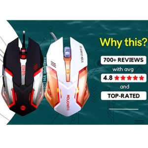 Gaming mouse rgb wired side buttons - 3200 dpi professional gaming mouse with 7 led lights - Usb wired for pc, laptop, pubg, mobile, minecraft free fire clicking - Funbug - Black & White