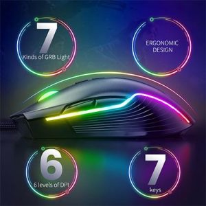 ONIKUMA CW905 RGB Gaming Mouse Optical 6 Dpi Adjustable Up to 6400 Ergonomic Design With 7 Programmable Buttons for Window Mac_OS - Black