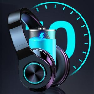 Wireless Headset T6 TWS Universal Over Ear Headphone Dual Earbuds Bass 3D Stereo Sport Bluetooth Headset Foldable with RGB Game Colorful Breathing Lights