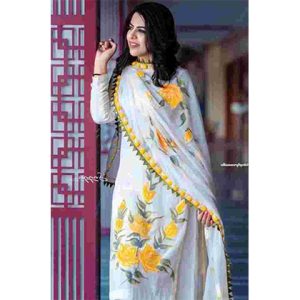 3PC Lawn Embroidered Shirt With Bamber Chiffon Embroidered Dupatta -BFAD809 (B)