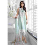 3PC Lawn Neck Embroidered Shirt With Embroidered Organza Dupatta -BFHA803 (B)