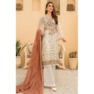 3PC Lawn Heavy Embroidered Shirt With Bamber Chiffon Embroidered Dupatta -BFHA800 (B)