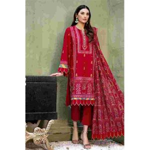 3PC Lawn Neck Embroidered Shirt With Embroidered Organza Dupatta -BFHA796 (B)