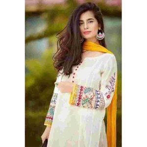 3PC Lawn Heavy Embroidered Shirt With Chiffon Crush Dupatta -BFFC792 (B)