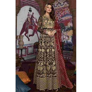 3PC Lawn Neckline Embroidered Shirt With Embroidered Chiffon Dupatta -BFFC790 (B)