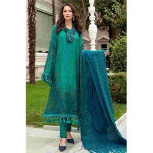 3PC Neck Embroidered Lawn Shirt With Chiffon Dupatta -BFLE777 (B)