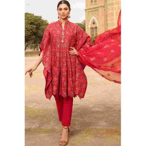 BAREEZE - 3PC Lawn With Heavy Embroidered Shirt And Embroidered Bamber Chiffon Dupatta -BFHA776 (B)