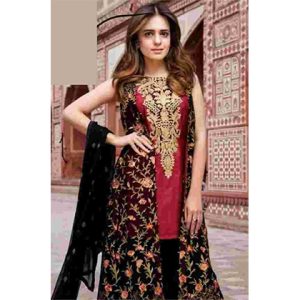 3PC Lawn Embroidered Shirt With Embroidered Bamber Chiffon Dupatta -BFLE768 (B)
