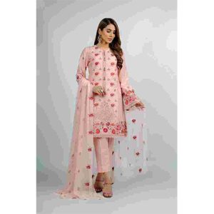 BAREEZE - 3PC Lawn Embroidered Shirt With Embroidered Bamber Chiffon Dupatta -BFLE767 (B)