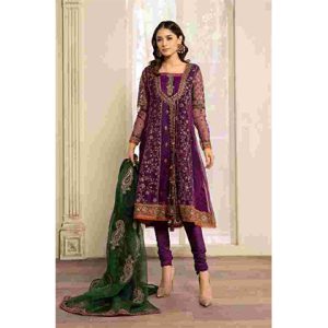 BAREEZE - 3PC Lawn Embroidered Shirt With Embroidered Bamber Chiffon Dupatta -BFLE765 (B)