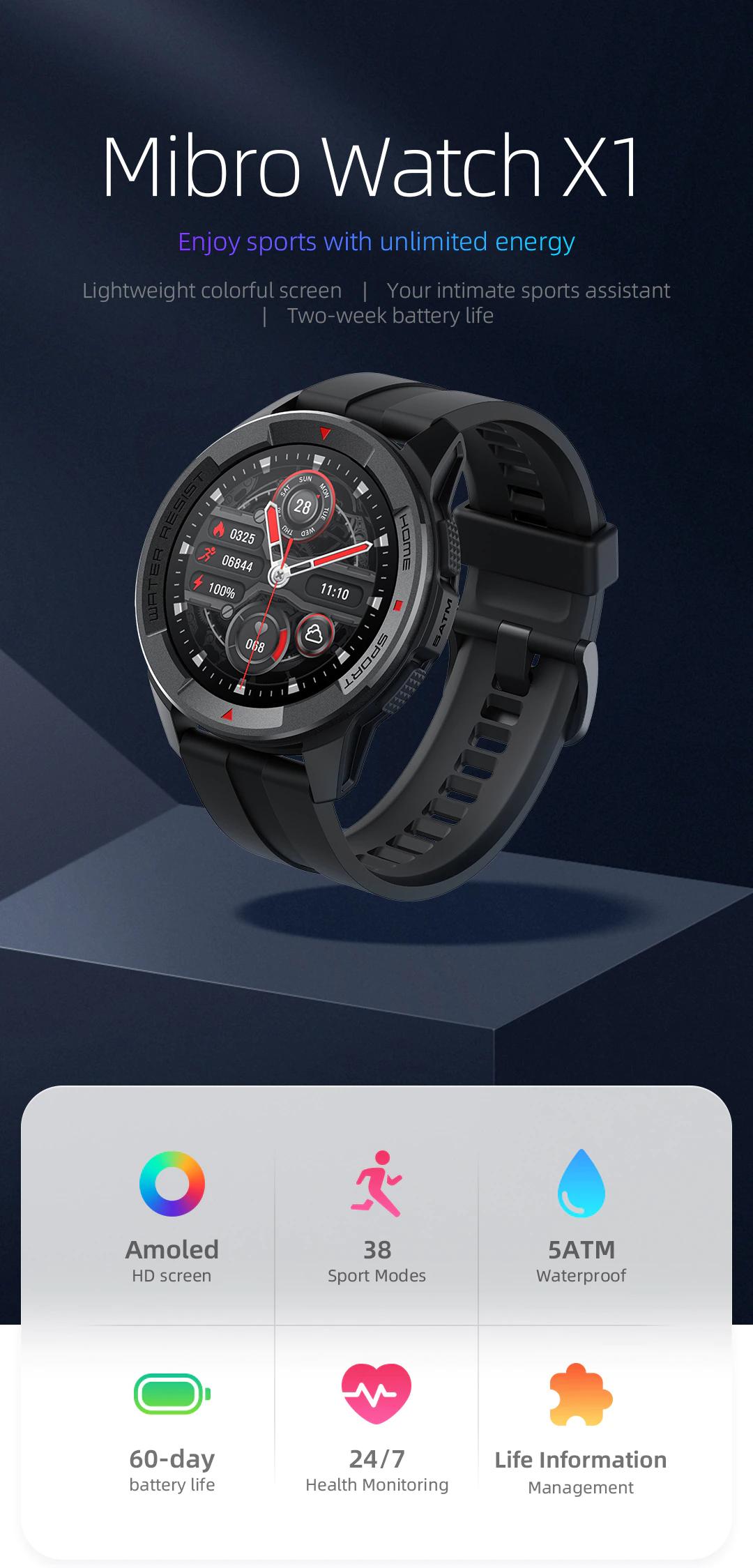 Xiaomi Mibro X1 Smart Watch - AMOLED HD screen - Always on Display - 15 days battery life - Image 2