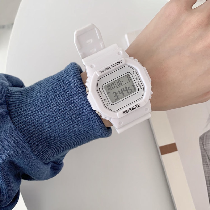 Women's Simple Digital Luminous Electronic Watch Unisex Kids Square Watch Sports Student Waterproof Watch - Image 2