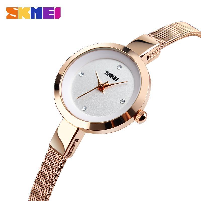 SKMEI Fashion Ladies Simlpe Casual Classic Stainless Steel Waterproof Quartz Watches for Women 1390 - Image 2