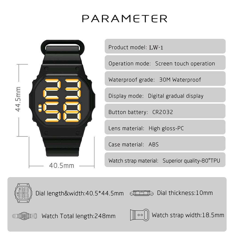 Waterproof Sports Watch For Men Women LED Digital Touch Watch Silicone Strap WristWatch - Image 2