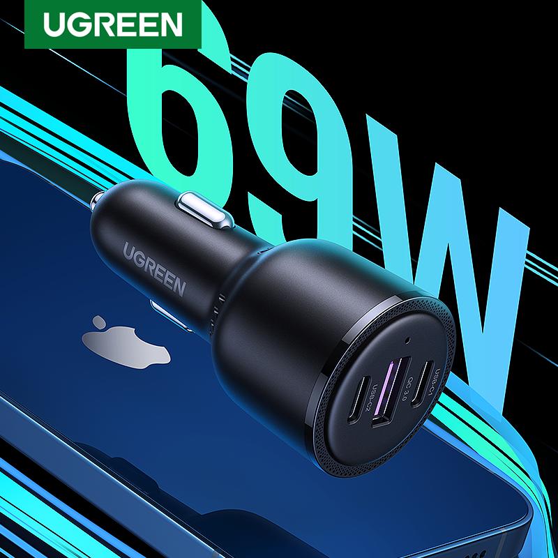 UGREEN 69W Car Charger USB Type C Dual Port PD QC Fast Charging For Laptop Translucent Car Phone Charger Compatible with iPhone 12,11, Samsung S20, S10, Huawei - Image 2
