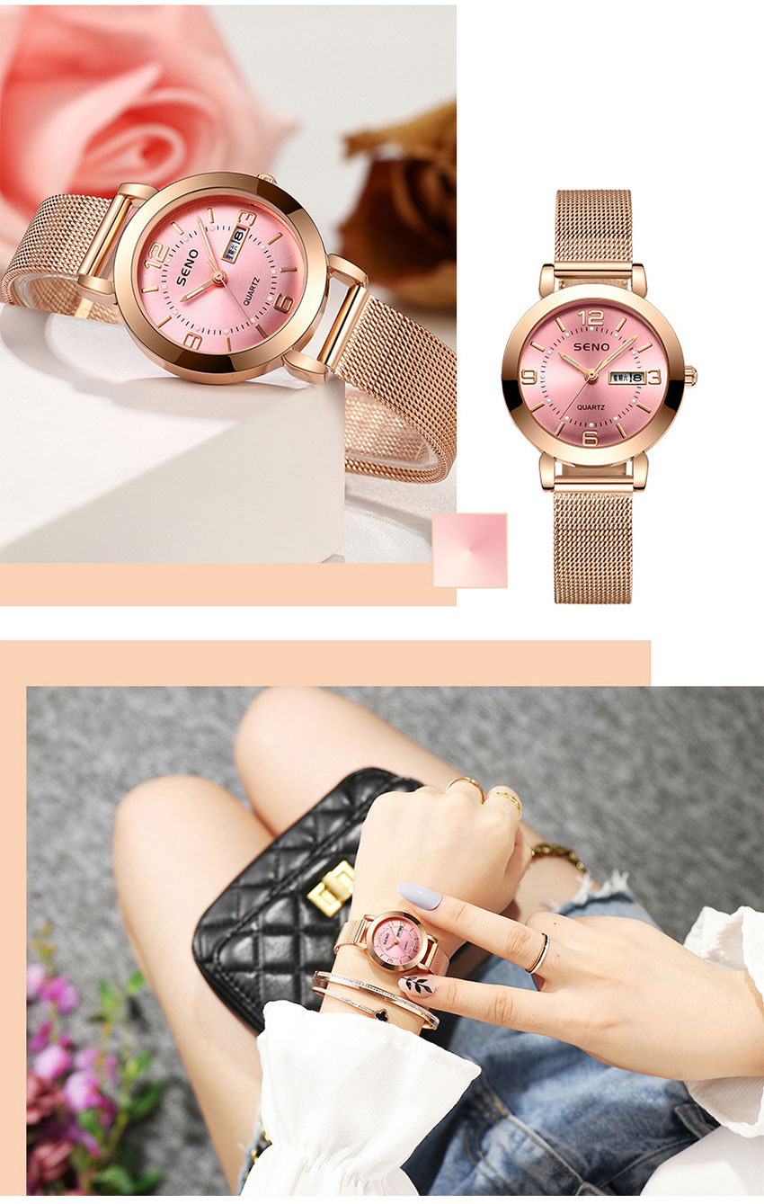LouisWill Women Watches Fashion Watches Casuals Quartz Watches Round Dial Watches 30M Waterproof Watches Alloy Thin Strap Business Wristwatch with Watch Adjuster for Women - Image 4
