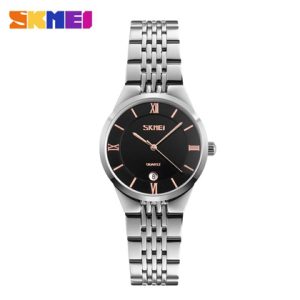 SKMEI Fashion Couple Quartz Stainless Steel Simple Waterproof Casual Watch For Men Women 9139 (1 Piece)