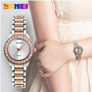 SKMEI Women Fashion Watches Luxury Stainless Steel Strap Quartz Watch Ladies Waterproof Casual Wristwatches 1262