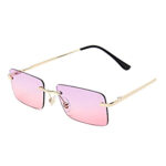 Fashion Rectangle Rimless Sunglasses Women Unisex Retro Glasses Eyeglasses Streetwear Accessories purple powder