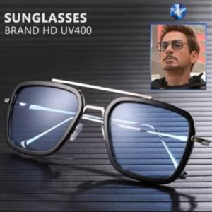 Tony Stark Silver Sunglasses Square Metal Frame shades for Boys & Men