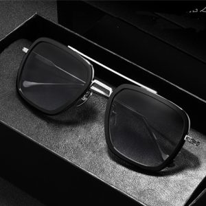 Trendy Iron man style Black shades Black frame sunglasses for men